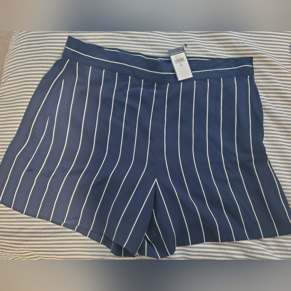 Ralph Lauren High Waist Blue and White Pinstripe Shorts
